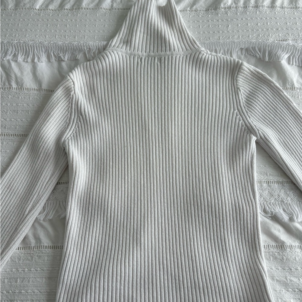Dalia Cream Cable Knit Turtleneck Zip-Up Sweater - Picture 3 of 6